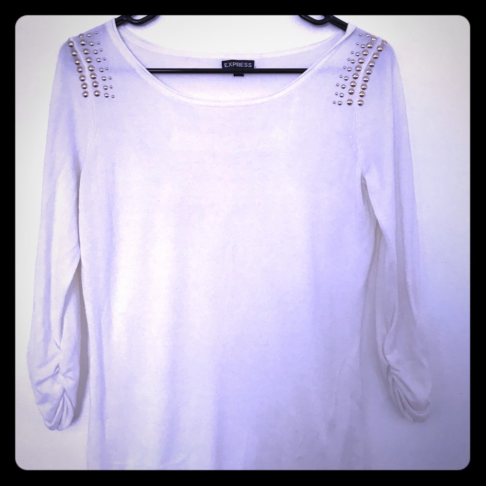 Express White Pullover Fitted Sweater - image 1